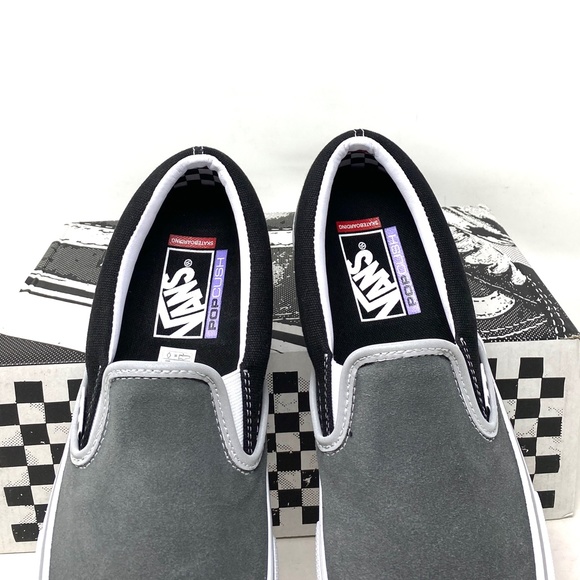 VANS Skate Slip On Shoes Suede Low Top Black Gray For Men Sneakers VN0A5FCAN42 - Picture 6 of 11